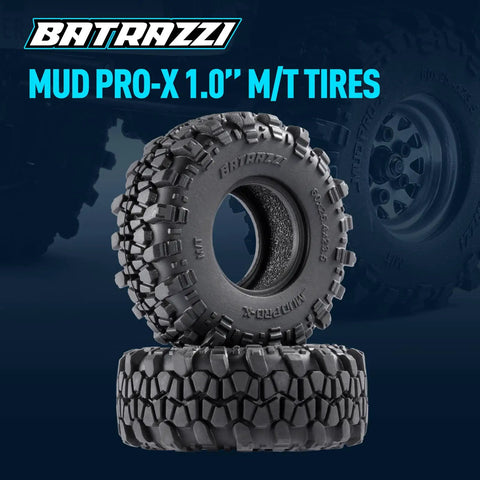 Mud Pro X One Point Zero Inch MT Tires For 1 18 And 1 24 RC Crawlers Upgrade Set V2 60x23.5mm Four Pack Delivers Beast Traction