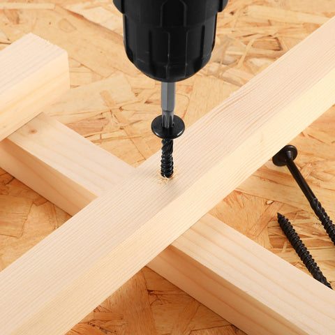Heavy Duty 2 Inch Outdoor Structural Wood Deck Screws Size 14, 94 Pieces, Carbon Steel, Black, Flat Head, installation in wood