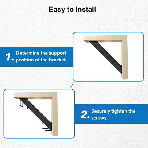 Heavy Duty Roof Riser Brackets Kit, Black Steel 45 Degree Bracket Set For Pergolas, Pavilions, Gazebos And Patio Coverings, Rust Resistant Waterproof Mounting Brackets, 4 Pack