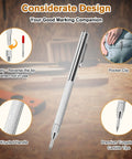 Heavy Duty Tungsten Carbide Scribe Kit With Magnetic Bottom And Extra Refills For Steel Glass Leather And Wood Drafting Tasks Zero Sharpening Headaches showing knurled handle and pocket clip feature.