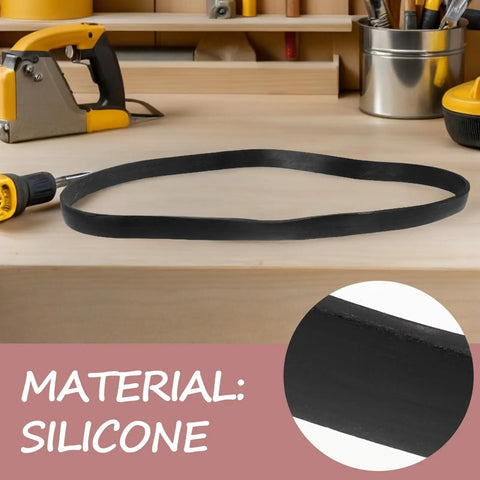 Heavy Duty Silicone Bumper Rings For Fire Extinguisher Carts displayed on a workbench, showcasing the black silicone material.