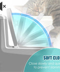 Elongated Toilet Seat Heavy Duty With Soft Close And Quick Release Premium UF Material Top Fix Install illustrated closing