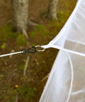 Close-up of lightweight mesh canopy tie loop and hook from Rectangular Mosquito Net For Camping And Outdoors