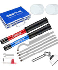 DEEFIINE carbide-tipped wood lathe tools set with 5 inserts, foam handle tools, sanding discs and blue case