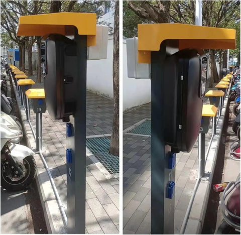 Hella Tough Universal Electric Vehicle Charger Cover And Weather Shield Roof For Outdoor Charging Station Pile Wall Box Accessory Rust Proof Canopy Guard mounted on EV charging station.
