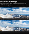 Comparison of mountain landscapes with 52mm UV Protection Filter With 18 Layer Multi Coatings Ultra Slim Design Shields Your Lens From Dust And Scratches Cuts UV Blue Cast Keeps Images So Sharp And Colors True Includes Lens Cap Cleaning Cloth.