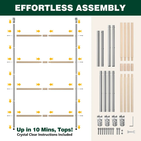 Effortless assembly guide for Natural Wood Chicken Perch Roosting Bars For Coop And Backyard Poultry with included parts displayed.