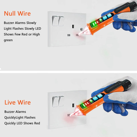 Non Contact Voltage Tester Detector Pen With NCV Inductive Probe And LED Flashlight Buzzer Dual Range 12V To 1000V Live Wire Tester