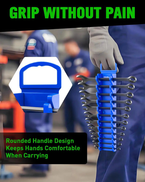 Heavy Duty Magnetic Wrench Rack Snaps Right Onto Your Toolbox To Keep Metric And Sae Combination Ratchets Locked In Tight Across Twenty Four Universal Slots So You Can Knock Out Any Job From Your Crew Cab Or Workshop Rig