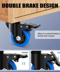 3 Inch Heavy Duty Stem Caster Wheels Set Of 4 With 1/2-13 Threaded Stem featuring dual brake design, installed on furniture