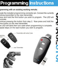 Two Button 315 MHz Garage Door Opener Remote Replacement For M3-2312 Includes Programming Pin And Easy Code Transfer guide