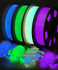 Glow In The Dark 3D Printer Filament Bundle Multicolor PLA 1.75mm 250G X 4 Pack In Green Blue Purple And Rainbow For Makers