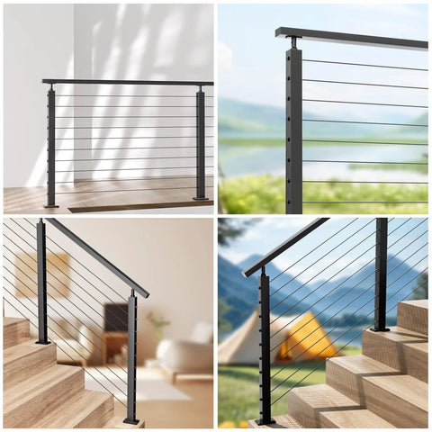 20 Pack Black Swageless Invisible Cable Railing Kit With T316 Stainless Steel Reusable Fittings for 2x2 Metal Railing Post