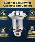 Tubular Cam Lock Zinc Alloy Round Door Keyed Replacement for File Cabinets and Small Enclosures with features highlighted