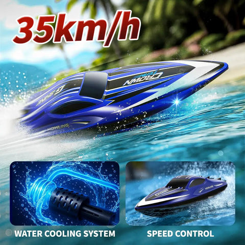 High Speed Remote Control Boat For Kids And Adults Two Point Four Gigahertz Controller LED Lights racing in water