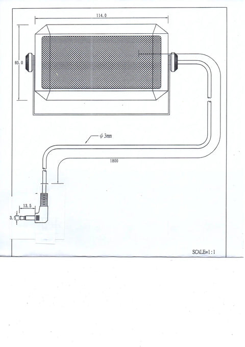 Technical drawing of External Speaker For Mobile Transceivers With Swivel Bracket 5 Watt Output 1.8M Cable 3.5mm Mono Plug