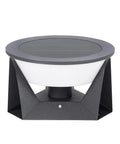 Solar Post Lights Outdoor 14.96 Inch IP54 Waterproof Pillar Lamps for Patio Fence, round top, black base, dusk to dawn