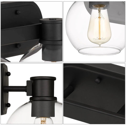 Modern Farmhouse 3 Light Vanity Light Industrial Wall Sconce With Clear Glass Globe Shade For Bedroom Hallway Kitchen Mirror Laundry Room Dope Farmhouse Glow Up Or Down Mount Now