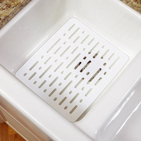 Enhanced Microbal Sink Mat Small White Kitchen Protector Cushions Breakable Dishes Keeps Sink Dry With Raised Feet And Keeps Beneath Space Clean Durable Non Slip Design Prevents Slips While Keeping Items Safe