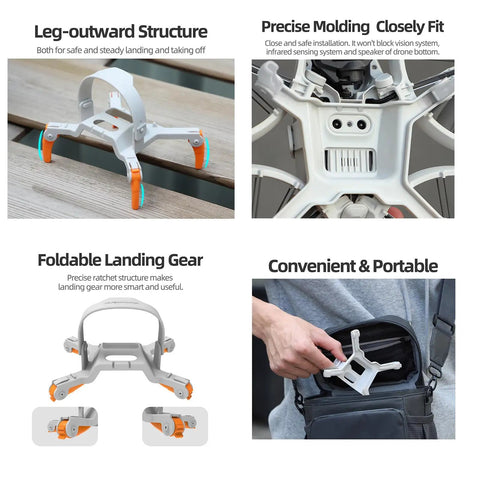 Foldable Landing Gear Extensions For Flip Drone Adds 30mm Height Propeller Protection Obstacle Sensor Safe Design Pro Grade Ultra Light Gray Legs Easy Install Flight Ready Upgrade
