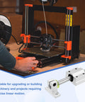 10mm By 500mm Linear Motion Rod Shaft Kit With SC10UU Ball Bearings And SK10 Shaft Supports Heavy Duty Yellow End Caps Hard Chrome Plated Rails For 3D Printers And CNC Machines Precision Guided Motion System, shown on 3D printer