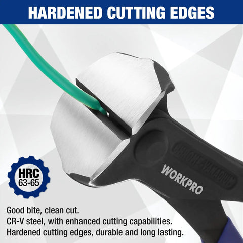 8 Inch Nail Puller End Cutting Pliers With Laser Hardened Edge For Clean Cuts Rustproof CR V Steel Heavy Duty Nail Extraction Tool For Construction And Home Improvement Projects, close-up