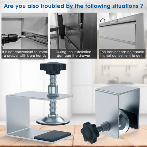 2 Pack Drawer Front Installation Clamps Zinc Drawer Fixing Clips Adjustable Heavy Duty Cabinet and Furniture Jig close-up