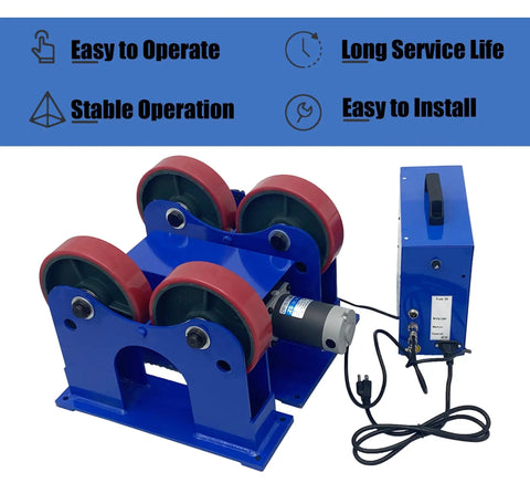 Pipe Welding Rotator For Tanks And Pipes, 2204 Lb Turning Rolls With Linkage, blue PU coated rollers and control box