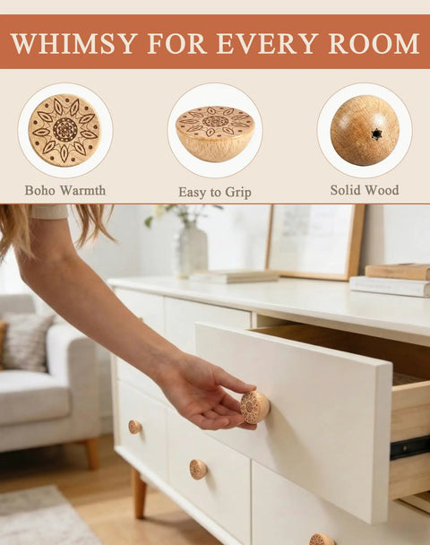 boho dresser knobs 20 Pack Wooden Dresser Knobs Boho Cabinet Knobs ✓