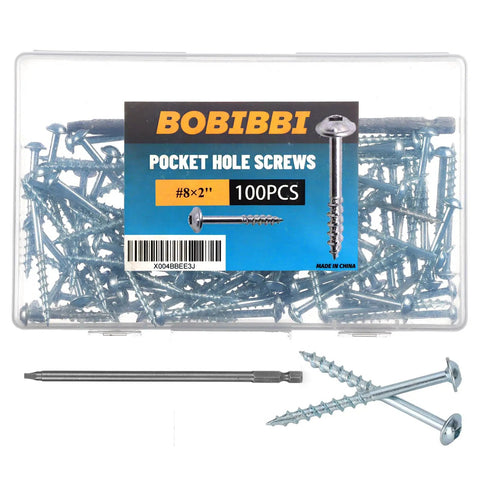 Pocket Hole Screws Size Eight By Two Zinc Coarse Thread Wood Screws With Washer Head And Square Drive 100 Pieces Plus A 150mm Drive Bit Included Sweet For Woodworking Projects Like Cabinets Shelves And Furniture DIY packaging