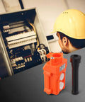 2 Way Push Button Switch Rainproof Hoist Pendant Controller for Outdoor Cranes, Rugged Weatherproof Industrial Switch With Rubber Sleeve, AC 500V 2A Capacity, Beefy Heavy Duty, Easy Setup, Orange Red Device, orange hoist pendant with rubber sleeve and black boot