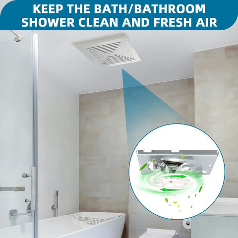 Heavy Duty Replacement Fan Motor For 696N R02 B Bathroom Ventilation Unit in modern bathroom ceiling, promoting airflow.
