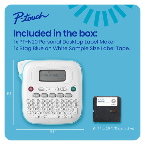 Legit Desktop Label Printer For Dorm Room And Shop Setups Game Changer Organization Hack With Vibrant Color Tape Rolls, PT-N20 and blue label tape.