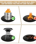43 Inch Fire Pit Mat For Bonfire And Solo Stove, Round Fireproof Waterproof Under Grill Mat instructions with gap requirement