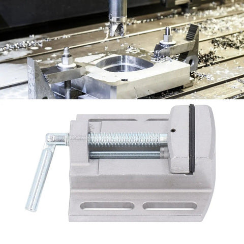 Professional Grade Heavy Duty Drill Press Vise Machine With Bulletproof Aluminum Jaws And Zero Lash Grip For Workbench Milling and woodworking.