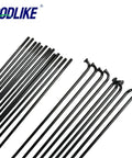 14G J Bend Bicycle Steel Spokes Set Of 36 With Nipples Black 256 To 305 Millimeter Length