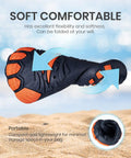 Kids Barefoot Water Shoes with Kid Friendly Wide Toe Box, flexible black and orange sole, folded on sand