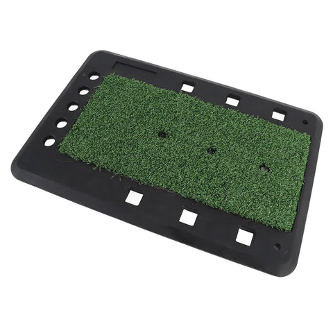 Pro-Grade Swing Training Mat For Golf Practice Rubber Hitting Pad with portable stable turf and slip proof rubber surface.