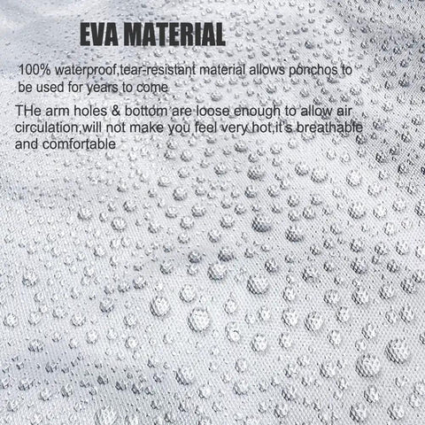 Close-up of waterproof EVA material used in Two Pack Reusable EVA Rain Ponchos For Adults Stay Dry In Any Downpour Lightweight.