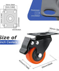 Front view of 2 Inch Caster Wheels Set Of 4 With Brakes Heavy Duty Polyurethane Swivel Casters 360 Degree Plate Caster Wheels