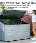 Heavy Duty Gas Struts 15 Inch With Brackets 2 Pack Smooth Lift Supports for storage box lid with plants and tools inside.