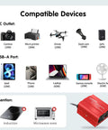 Image showing devices compatible with 150W Car Power Inverter Converts 12V DC To 110V AC With Dual USB Ports.