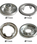 80 Piece 11mm Metal Snaps With Pliers Fastener Tool Kit For DIY Sewing And Crafting Includes Adapters And Press Tool For Jersey Buttons Snap Set Ready To Install On Jeans Bags And More, close-up of 11mm snaps