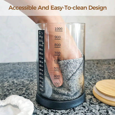 Hand cleaning 34oz jar from Pro Sourdough Bread Starter Kit With 34 Oz Jar Funnel Opening Silicone Cover And 5 Handy Features