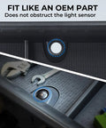 Close-up of Toyota Grand Highlander Dash Storage Tray Behind Screen Center Console Organizer Black with tools inside