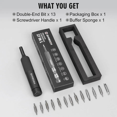 Pen Style Magnetic Precision Screwdriver Set With 27 In 1 Mini Bits, 12 Double End Bits Stored In Handle, Handy Anti Slip Ergonomic Grip