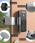 Anti Theft Aluminum Doorbell Mount Bracket With No Drill Design For Smart Doorbells installed on wooden door showing components