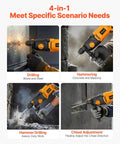 4-in-1 uses of 1 Inch SDS Plus Rotary Hammer Drill With 8 Amp Corded Power Beefy Heavy Duty Demolition Hammer For Concrete And Metal