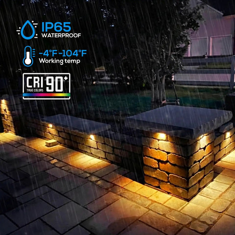 Lit 4 Inch LED Hardscape Lights for Retaining Walls and Gardens, Low Voltage 12-24V AC/DC Paver Lighting, Dimmable 1W 2W 3W, Soft White 2700K, ETL Certified Outdoor Step Lights, 4 Pack