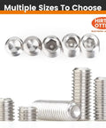 Top Shelf M12x10mm 304 Stainless Steel Grub Screws Pack Of Ten featuring flat concave ends and internal hex drive